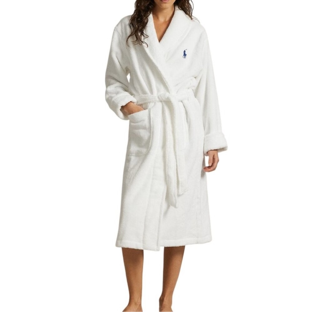 Ralph Lauren Polo Bear Plush White Bathrobe